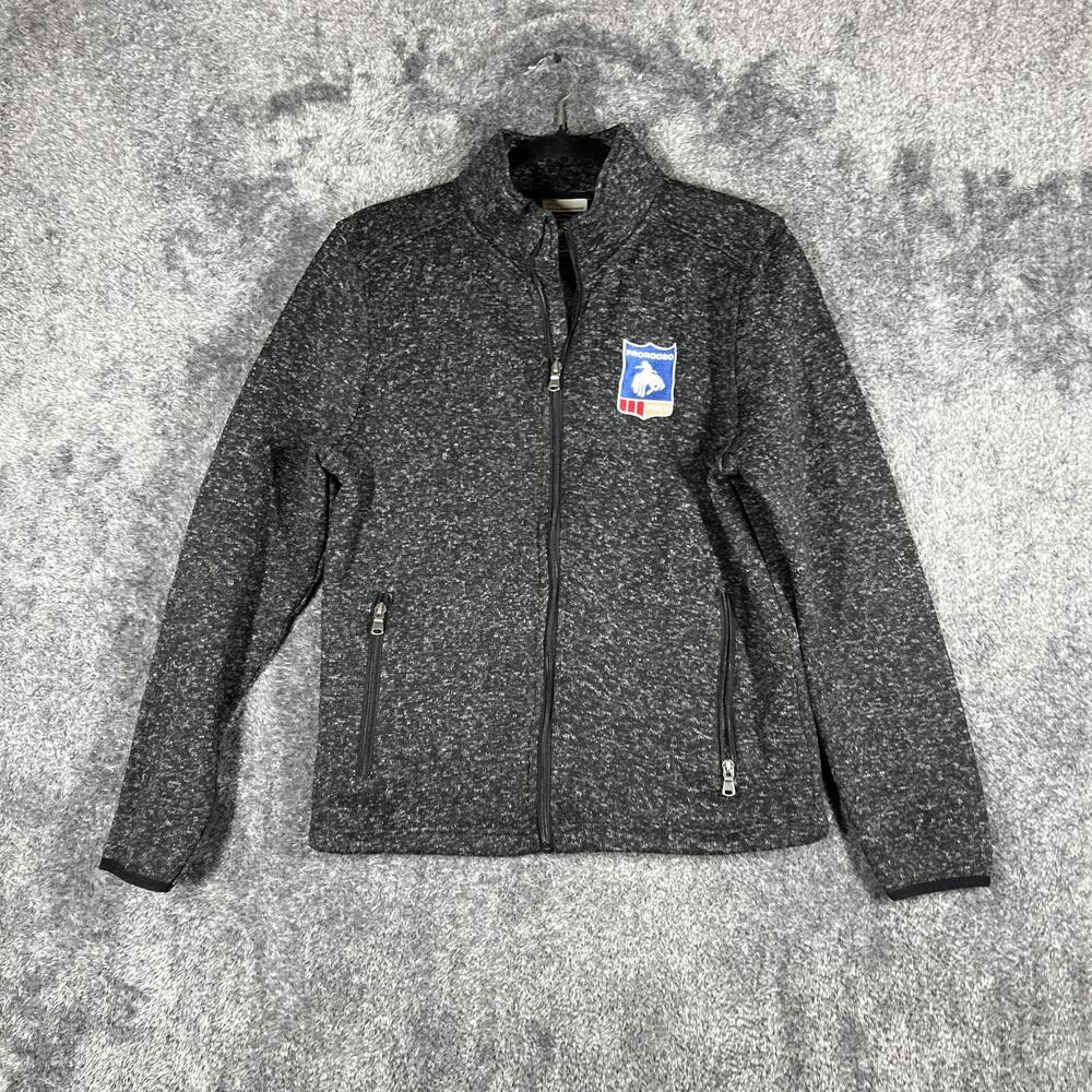 PRORODEO Sweatshirt Mens Small Gray Full Zip Lined Pockets Embroidered Logo
